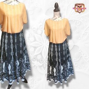 Prologue Ethnic Indian Black & White Mirrored Skirt